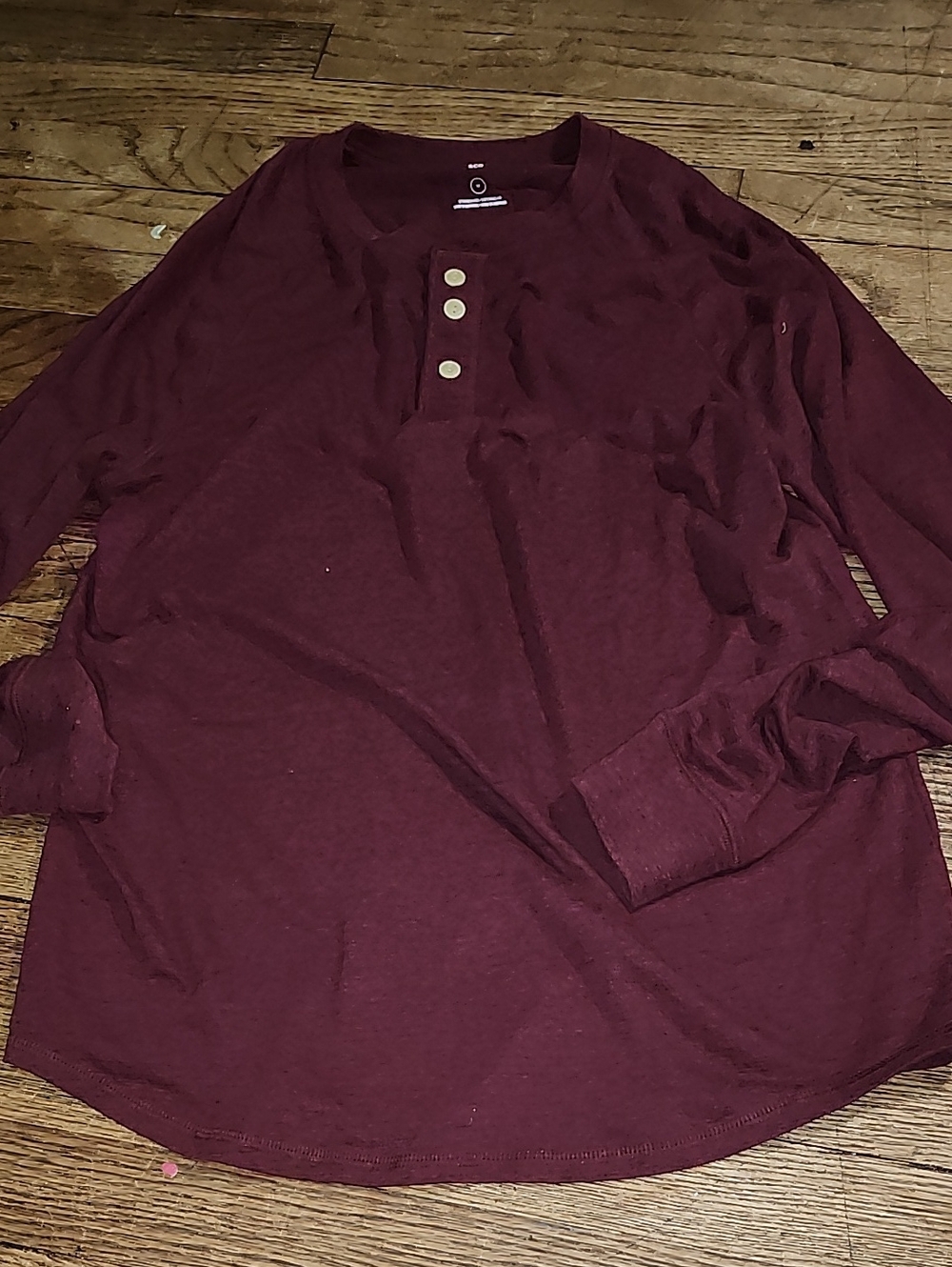 Goodfellow & Co Long Sleeve Henley - Burgundy